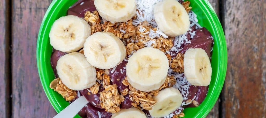 Acai Bowl with banana, coconut, and granola