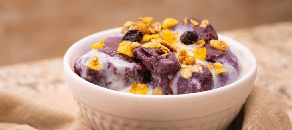 Açaí Bowl with cereals and dried fruits